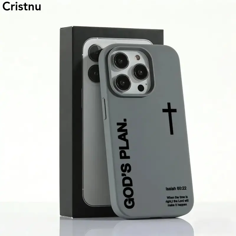 Cristnu Christian God's Plan Isaiah 60:22 Bible Cross Phone Case - 1PC Large-Hole Liquid Silicone TPU Skin-Friendly Cover for iPhone 17,17 Pro Max,16,15,14,13,12,11 Plus Air Pro, Cowboy Preppy American Retro Gift, Mobile Accessory