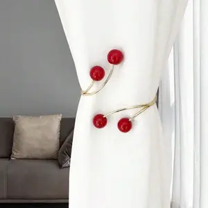 1pc/2pcs Modern Minimalist Alloy Curtain Hooks, No Drilling Required, Curtain Storage Clips, Window Decorative Tiebacks, Boho Style