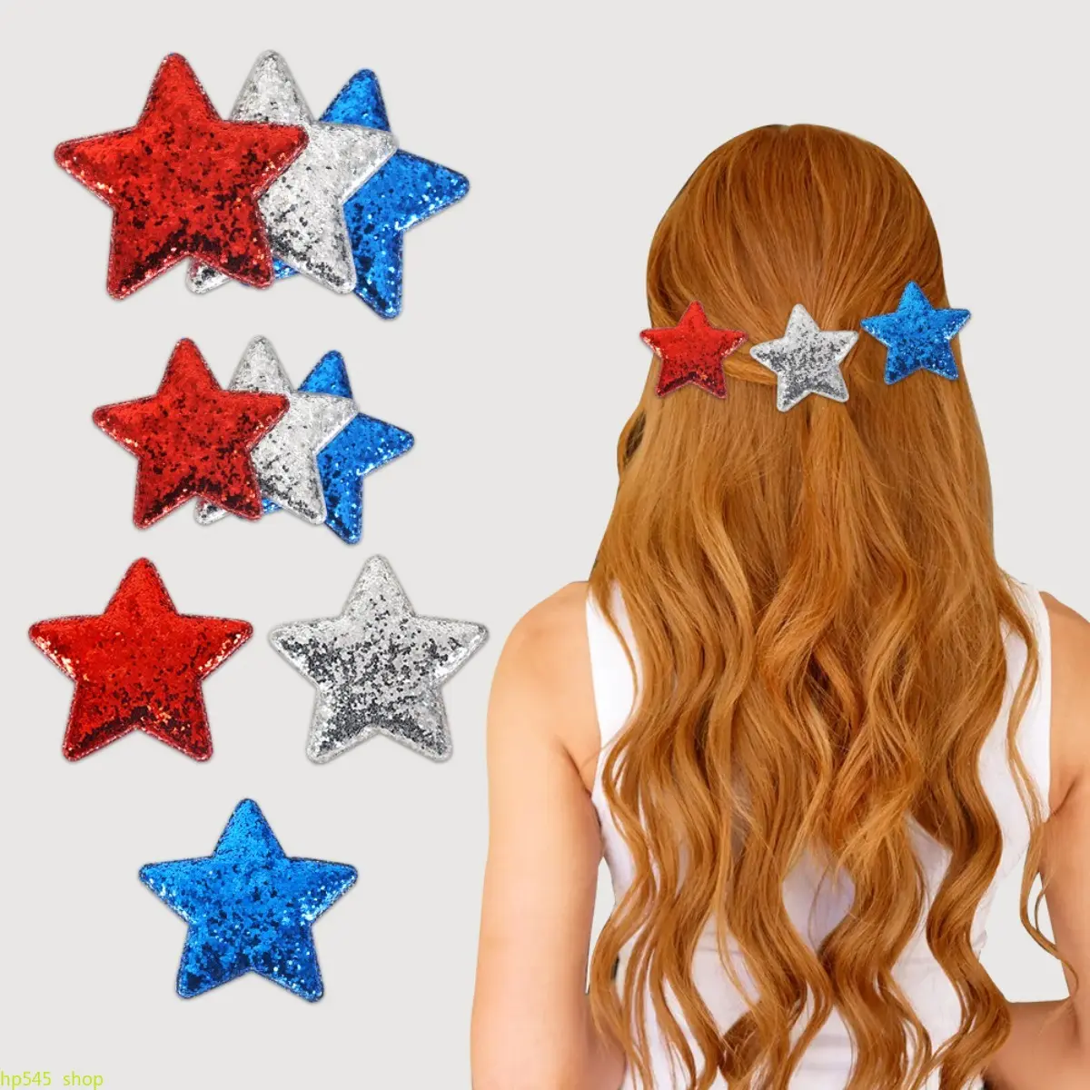 Red Silver Blue Sequin Star Alligator Hair Clips, Patriotic Independence Day Star Hair Barrettes, Universal Party Hair Decor For Adults And Kids, Sparkly Star Side Hair Pins, Cute Festive Hair Accessories For 4th Of July Parades, Backyard BBQ, Family Gath