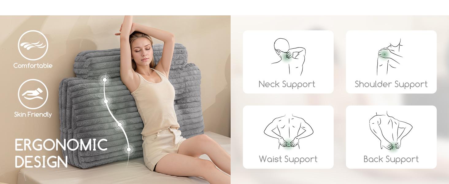 Triangular Headboard Wedge Pillow with a Cylindrical Pillow and Filling, Daybed Pillows for Sitting up, Reading or Working with Removable Cover,Twin 39.4"x19.7"