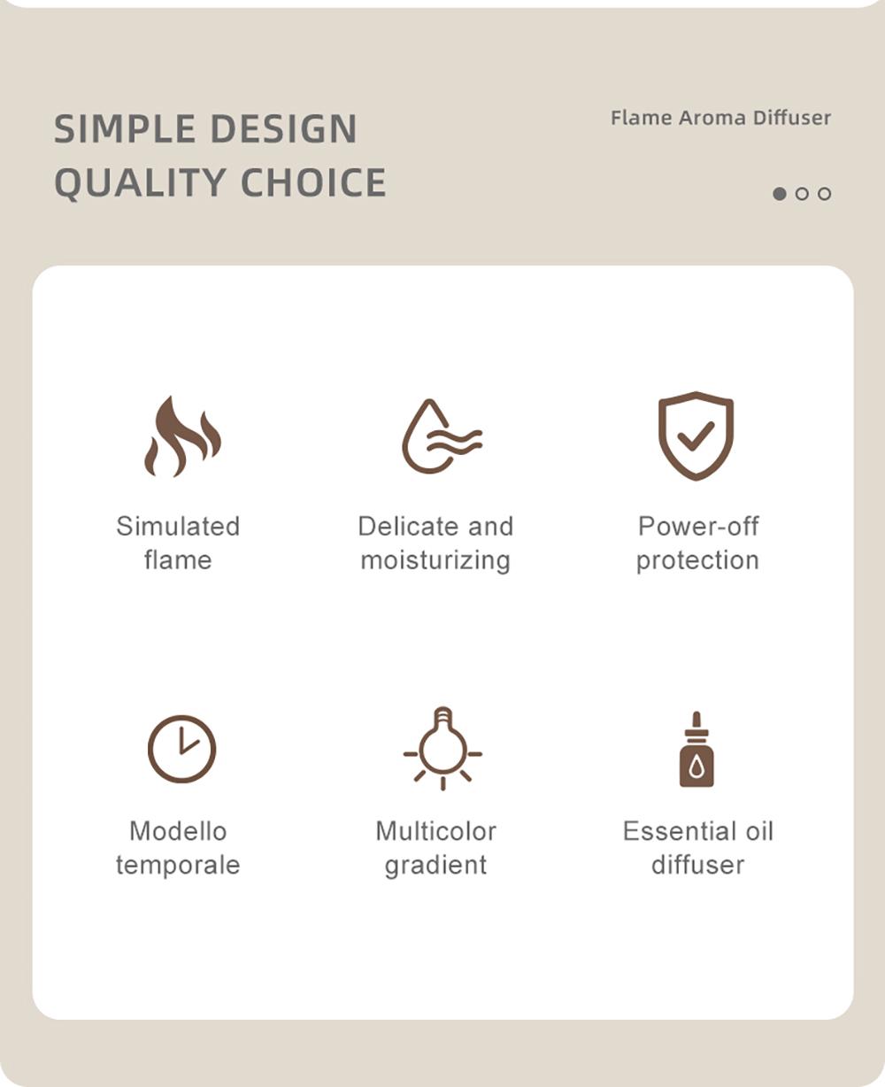 Flame Humidifier & Essential Oil Diffuser, Mini LED Flame Effect Air Humidifier, Ultrasonic Aromatherapy Diffuser for Home, Bedroom, Office