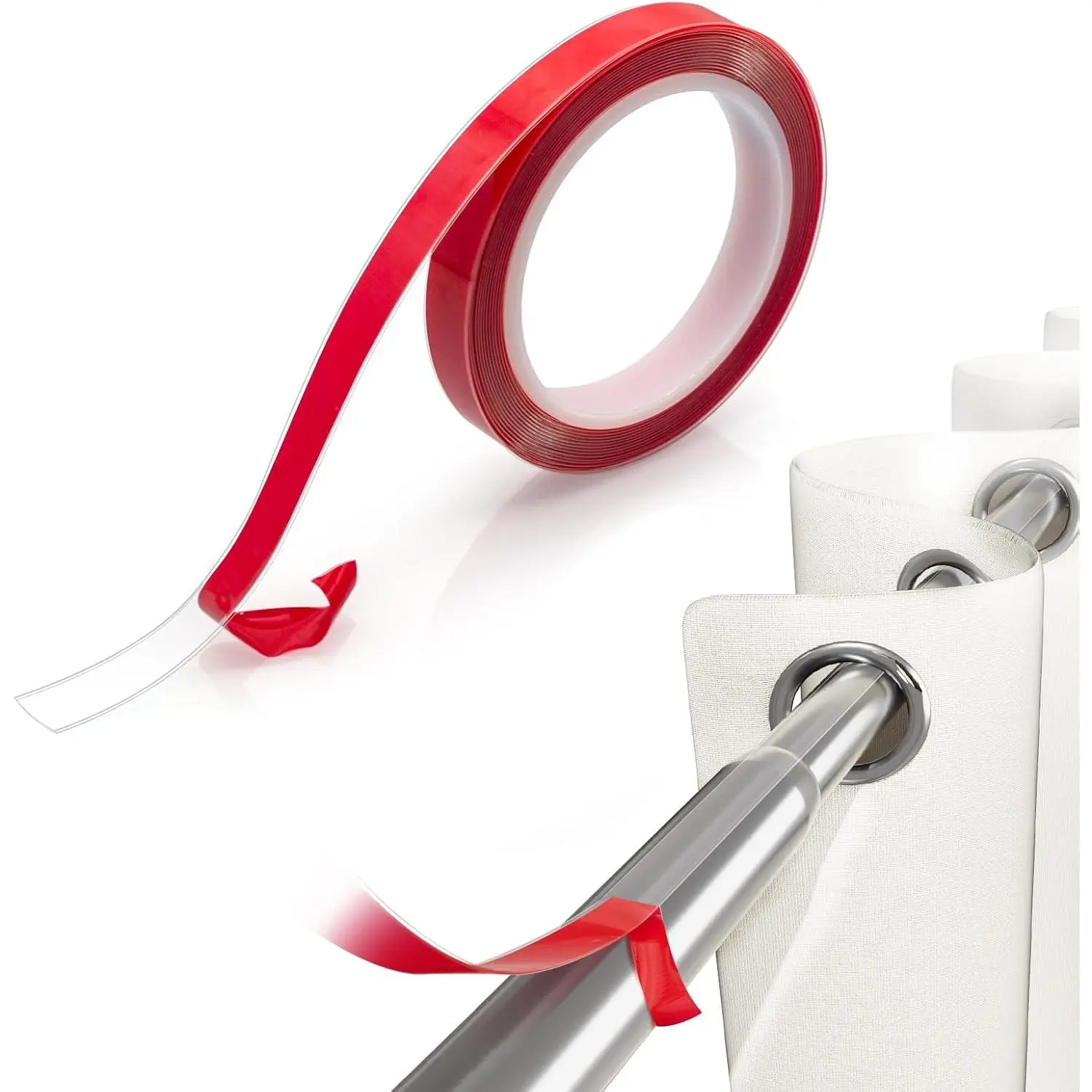 29ft Curtain Ring Glide Tape, Clear Curtain Rod Smooth Curtain Tape Curtain Spacers, Smooth and Silent Curtain Rod Glide Tape for Curtain Rings Drapery Ring Slide Tape, CGTC221