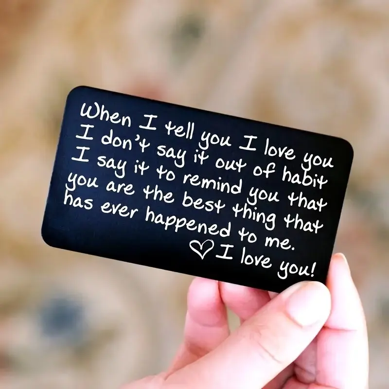Engraved 'i Love You' Wallet Card, Aluminum Material, Perfect Heartfelt Gift for Husband, Boyfriend's Wallet Insert in