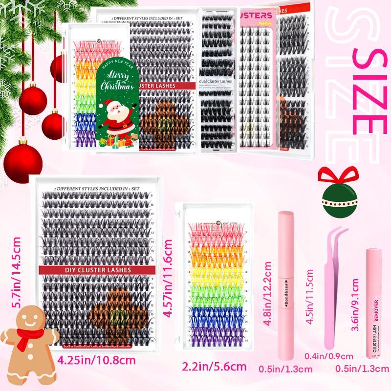 Eyelash Extension Kit, 1 Box Individual Lashes Clusters Diy Lash Extensions Kit & Lash Glue & Tweezers, Eyelash Bonding Tools, Eye Makeup Products for Women & Girls, Wispy Eyelash Clusters, Eyelashes Extension Kit