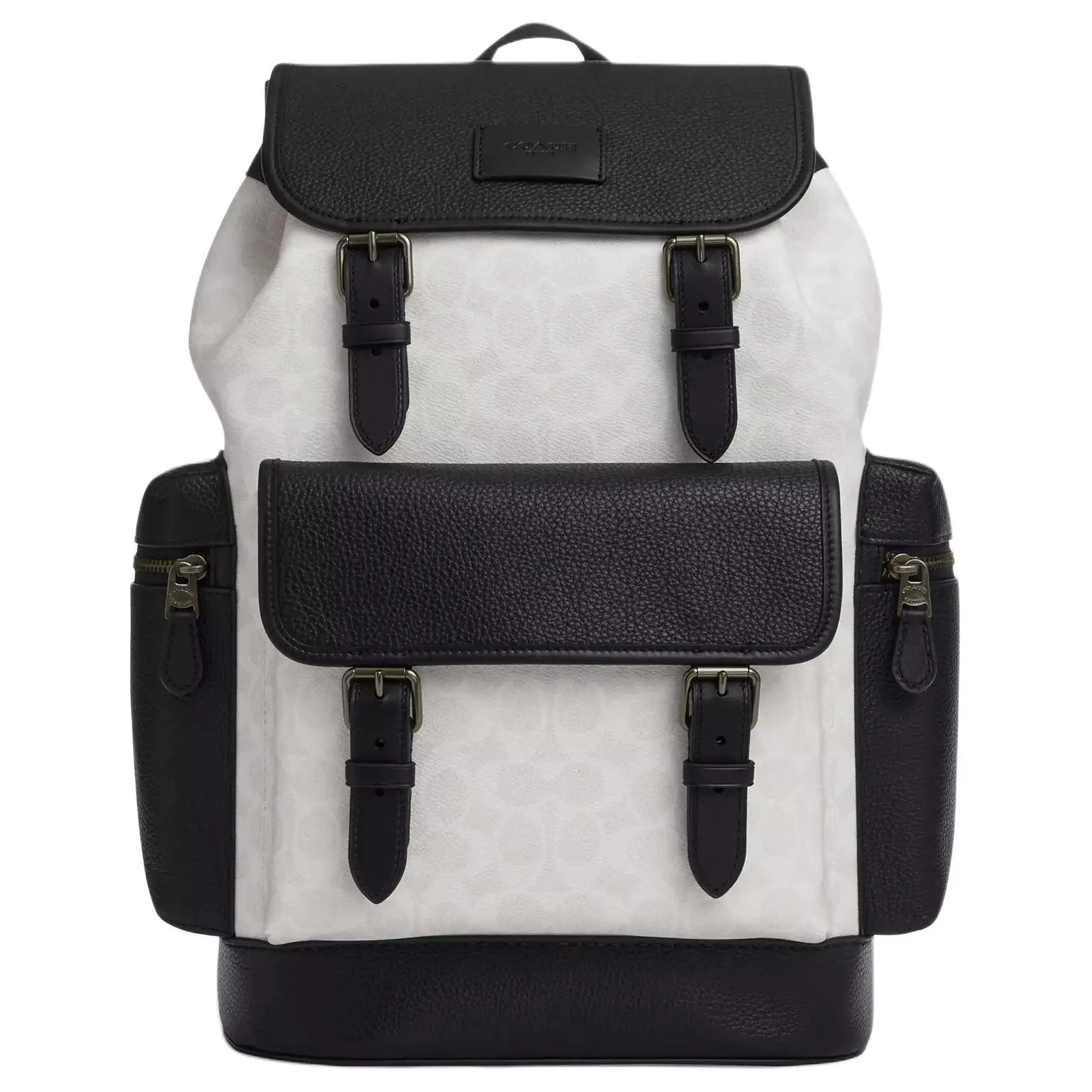 COACH Sprint 29 Logo-Emblazoned Coated Canvas Backpack for Men – Chalk White and Black