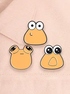 3-Piece Set Cute Frog Brooches, Cartoon Surprised Face Animal Alloy Pins, Fashion Accessories for Clothes and Backpacks