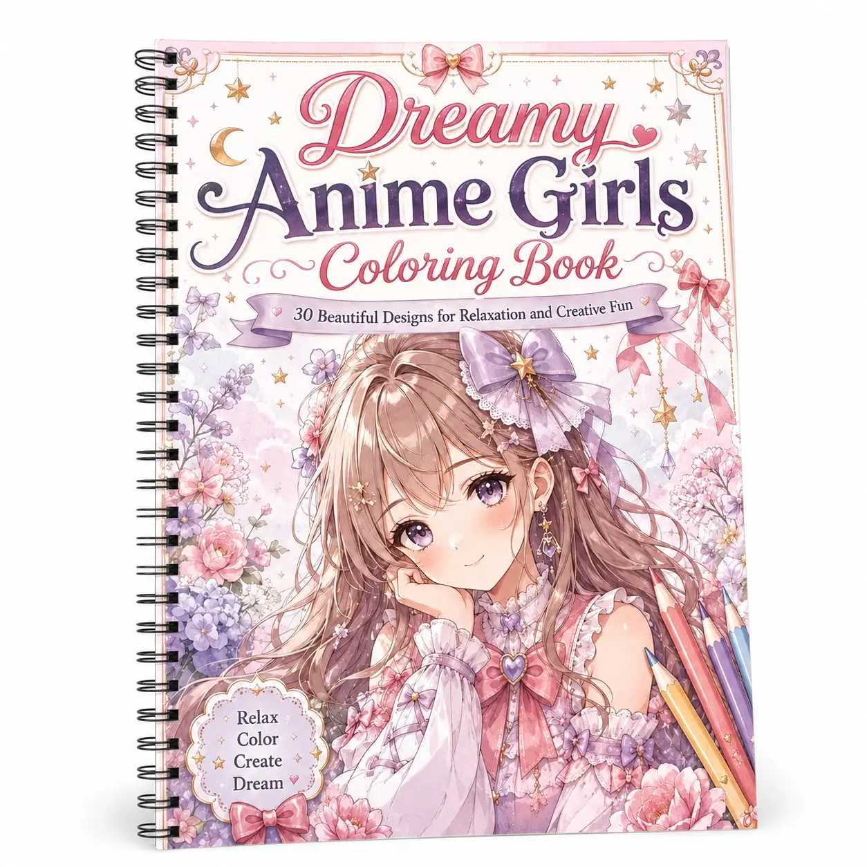 Dreamy Anime Girls Coloring Book – 30 Unique Cozy, Seasonal & Fantasy Designs for Teens and Adults, Relaxing Creative Activity & Gift