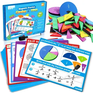 Fraction Tiles & Fraction Circles Activity Set, Math Manipulatives for Elementary School, Fraction Manipulatives Montessori Learning Toys for  Students Homeschool Supplies