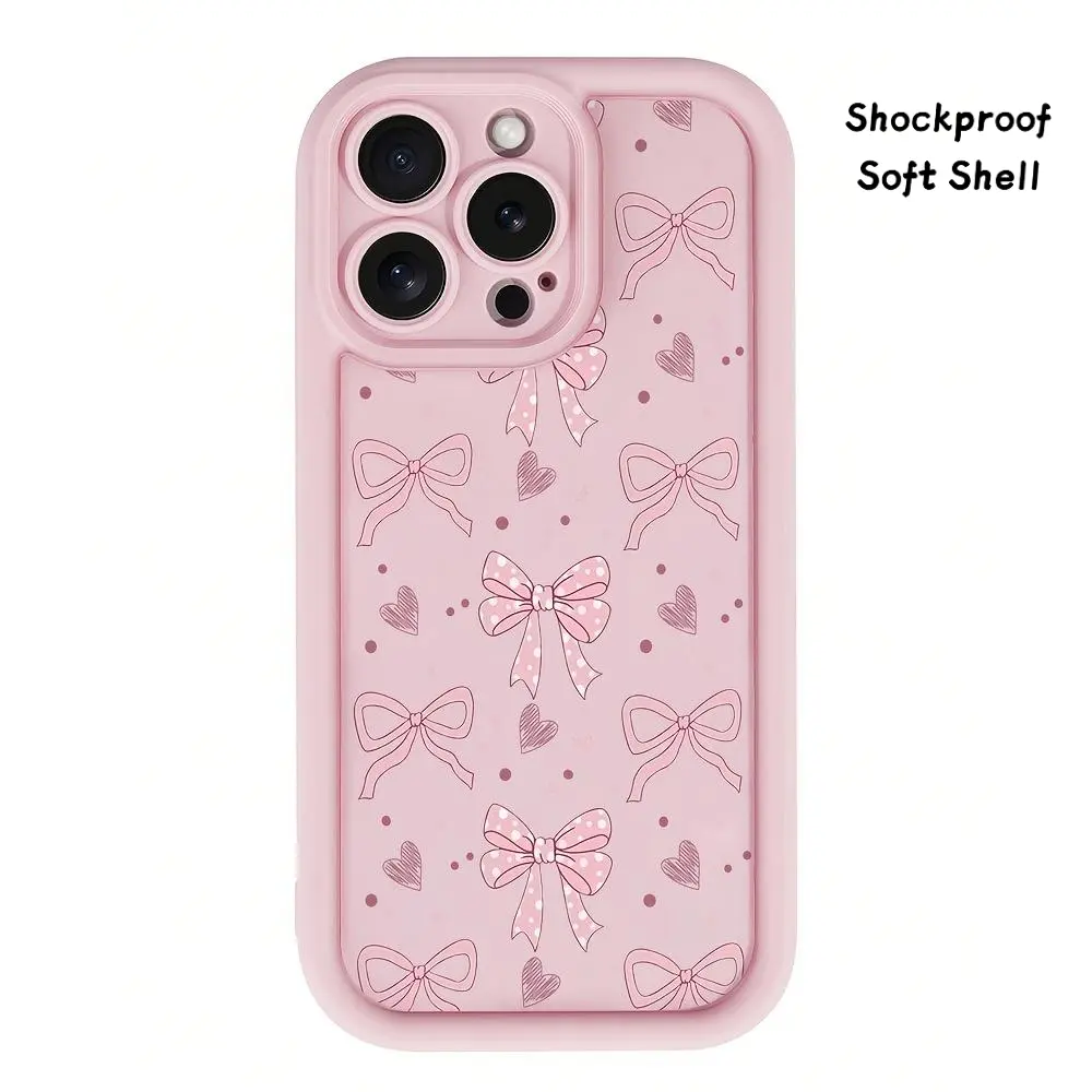 Premium Bow Pattern Smartphone Case for iPhone 17 Pro Max,16,16e,15,14 Plus,13,12 Mini,11,Air,X,XS - Shock-Resistant Soft Cover, Full Protection, Handheld Cellphone Devices Accessories, Summerwins Gift Idea