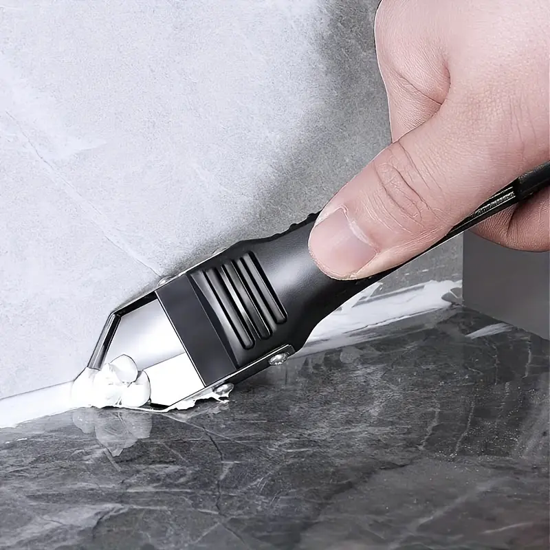 1 Pc Black Practical 5-in-1 Sealant Removal Tool - Adhesive Scraper, Corner Scraper, Sealant Sorter, 5 Cleaning Functions Deep Cleaning Accessory for Kitchen, Bathroom Renovation, Floor