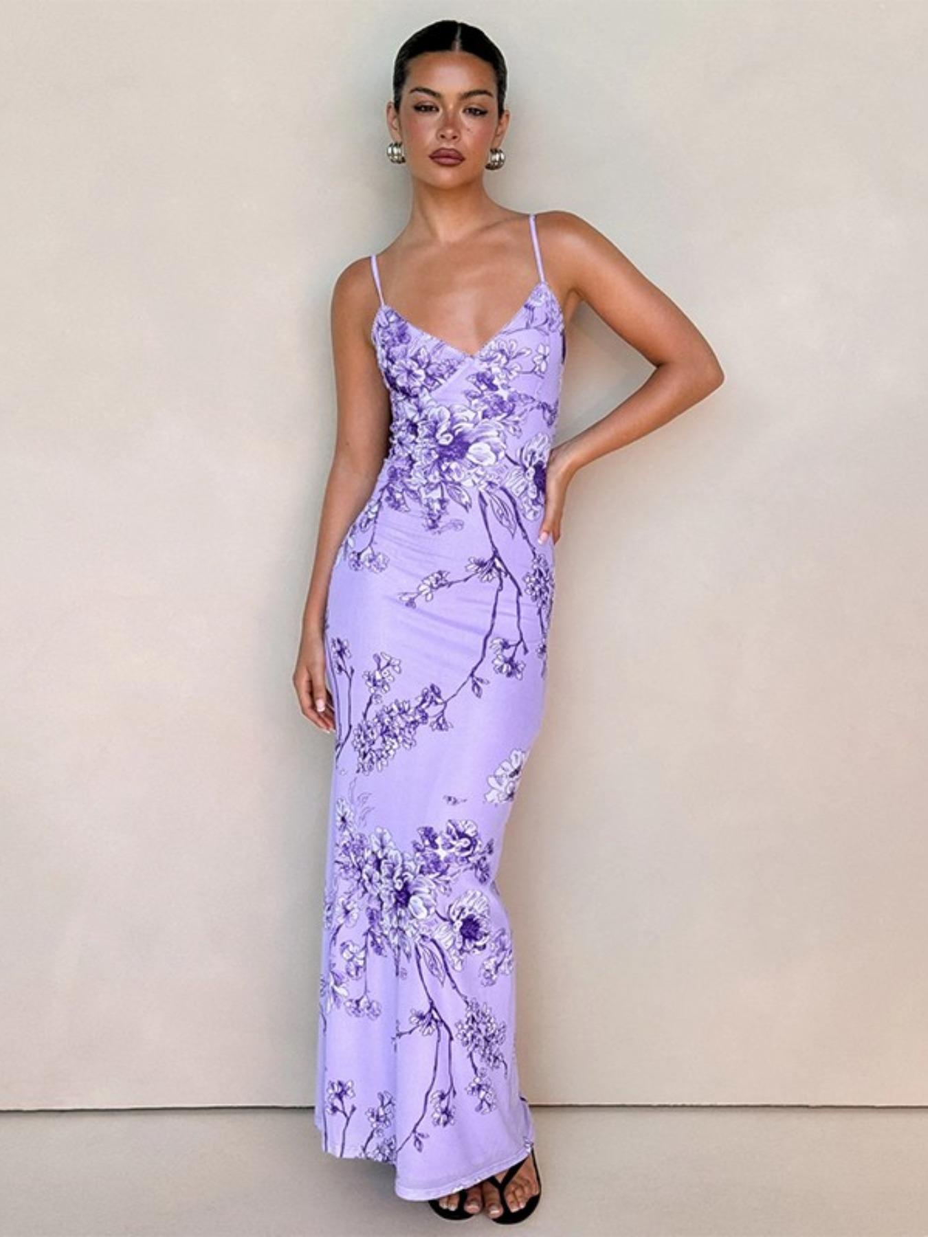 2025 Trendy, Women's Floral Print Mermaid Bodycon Cami Dress, Summer Clothes Women, for Beach Holiday