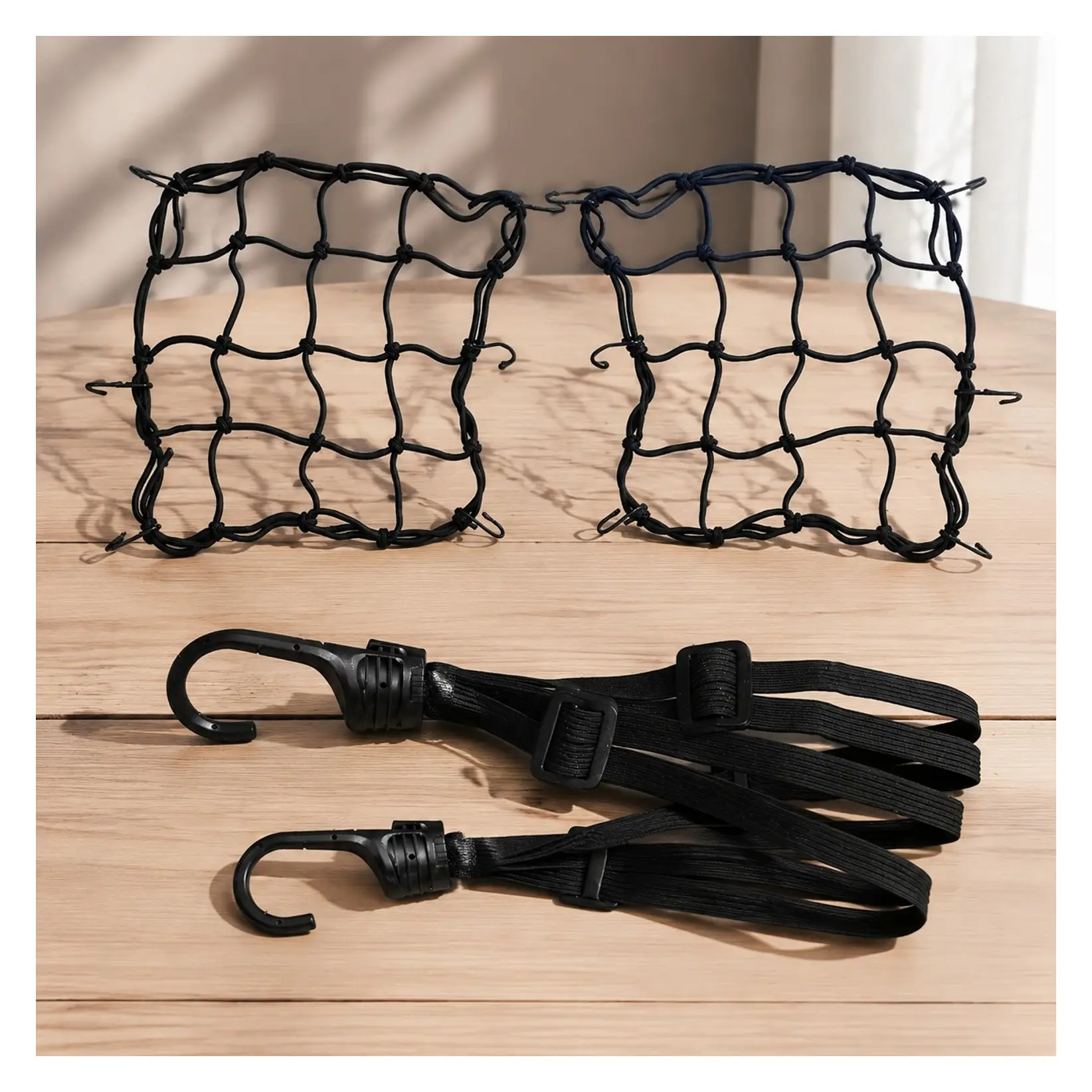 3 Pack Motorcycle Cargo Net - 2 Heavy Duty 40cm Elastic Luggage Nets + 60cm/23.6" Helmet Net for Motorcycle & BikeGift