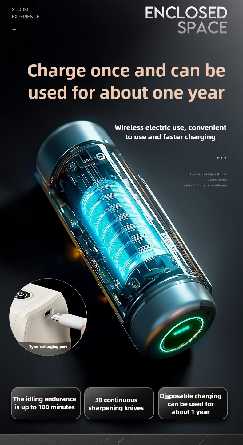 Professional USB Electric Knife Sharpener, Portable and Efficient, Battery Powered, Fine Sanding Grain, USB Charging, Durable Abs Material