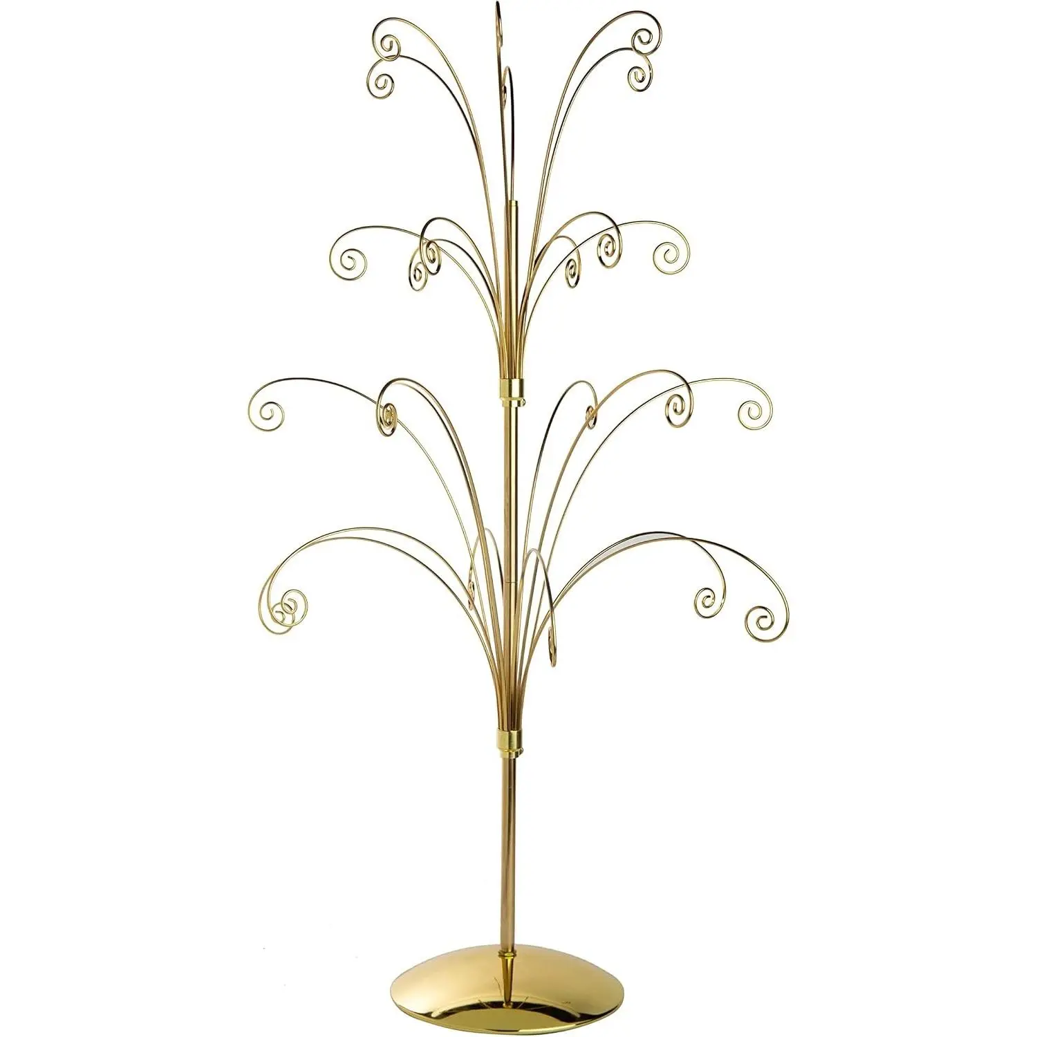 Creative Hobbies 36 Inch Tall Ornament Display Tree, Bright Brass Plated, Holds 24 Ornaments