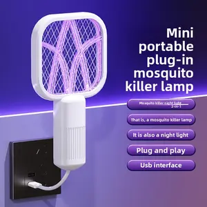 Mini USB Plug-in Bug Zapper, 2-in-1 Electric Mosquito Swatter & UV Light Trap, Safe Physical Insect Killer for Home Outdoor, Perfect Holiday Gift