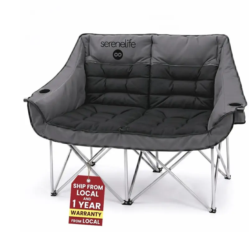 Camping Loveseat for Two People, Foldable Double Outdoor Chair for Couples, Friends, and Families, Comfortable Two-Person Camping Chair with Side Pockets and Carry Bag for Campfire Nights, Tailgating, Beach Trips, RV Road Trips, Backyard Relaxation, and O