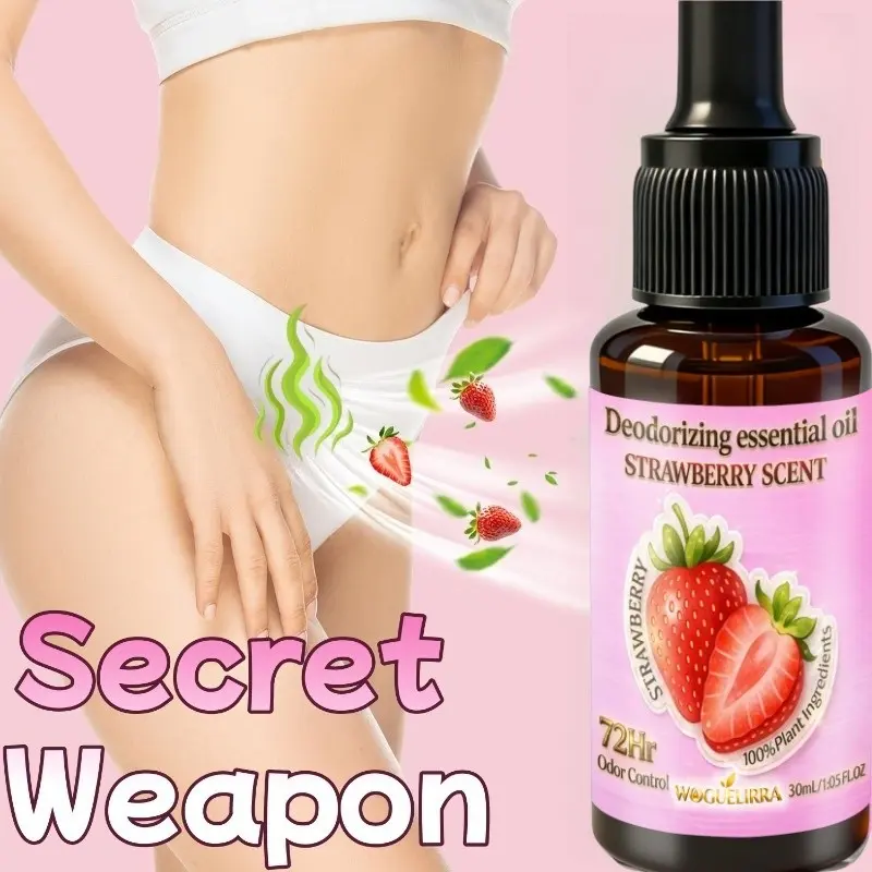 Strawberry Scented Moisturizing Deodorant Oil with Odor Control, Gentle Formula for Women's Intimate Care, Long-Lasting Freshness, Daily Use, 72 Hours