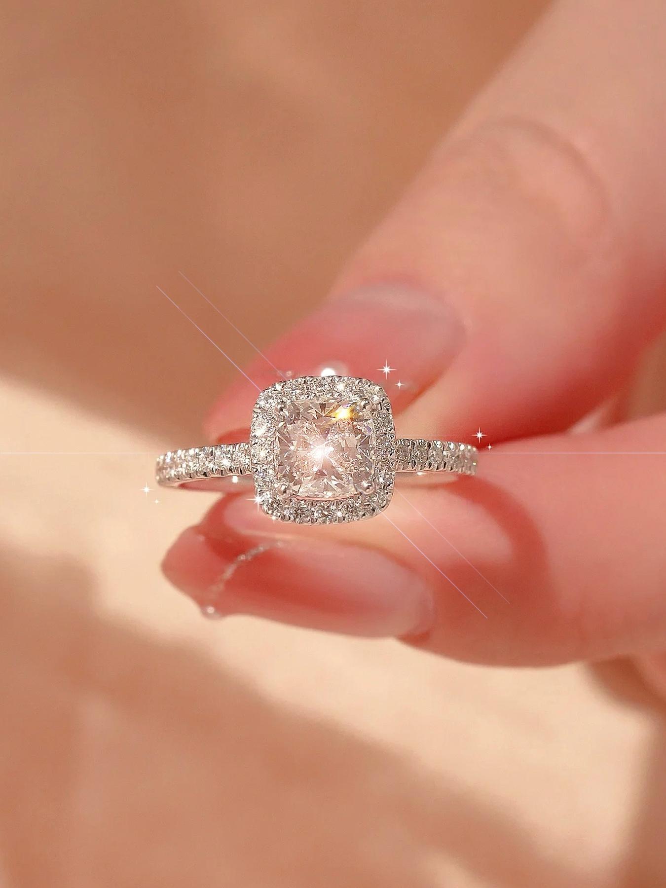 Square Engagement Ring, Elegant and Exquisite Gift Jewelry, Perfect for Women's Weddings, Parties, Birthdays, Daily Wear at Work