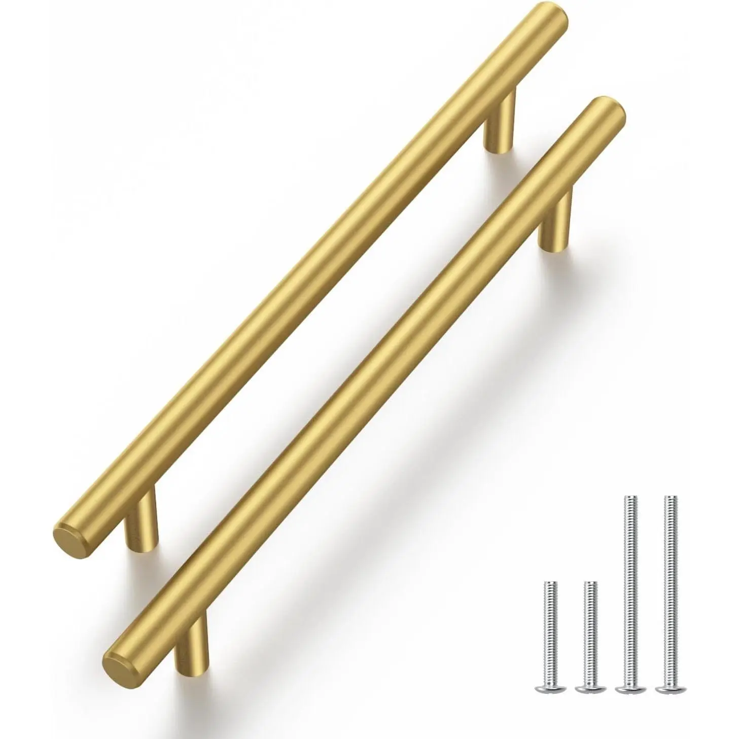 Haliwu 30-Pack 5in Brushed Gold Cylindrical Shape Stainless Steel Hardware Handles, Fingerprint Resistant Modern Pulls for Kitchen Drawers, Bathroom Cabinets
