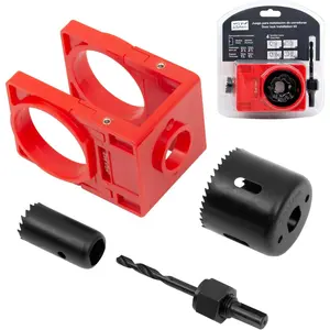 Door Lock Installation Kit, Carbon-Steel Door Lock Hole  Door Knob Installation Kit for Deadbolts and Locksets for Wooden Doors with Guide Template
