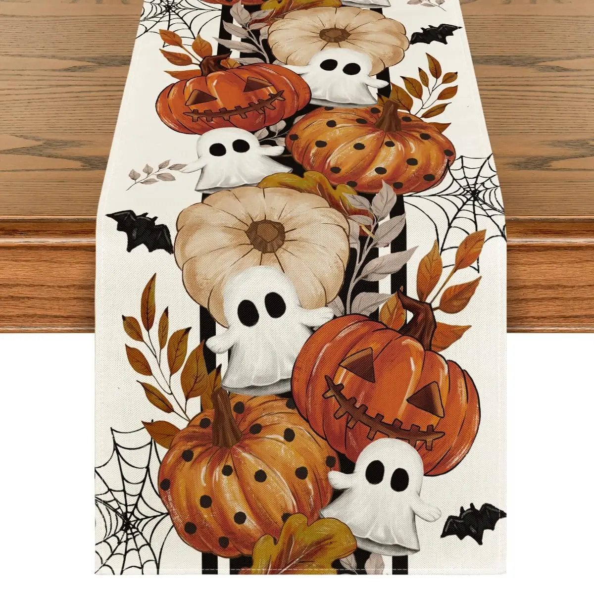 Halloween table runner,Halloween table runner ,Table Flag, Ghost Pumpkin Design, Linen Restaurant Decor, Festive Atmospheres, Fall Season Home and Outdoor Decoration, 1 Piece Set