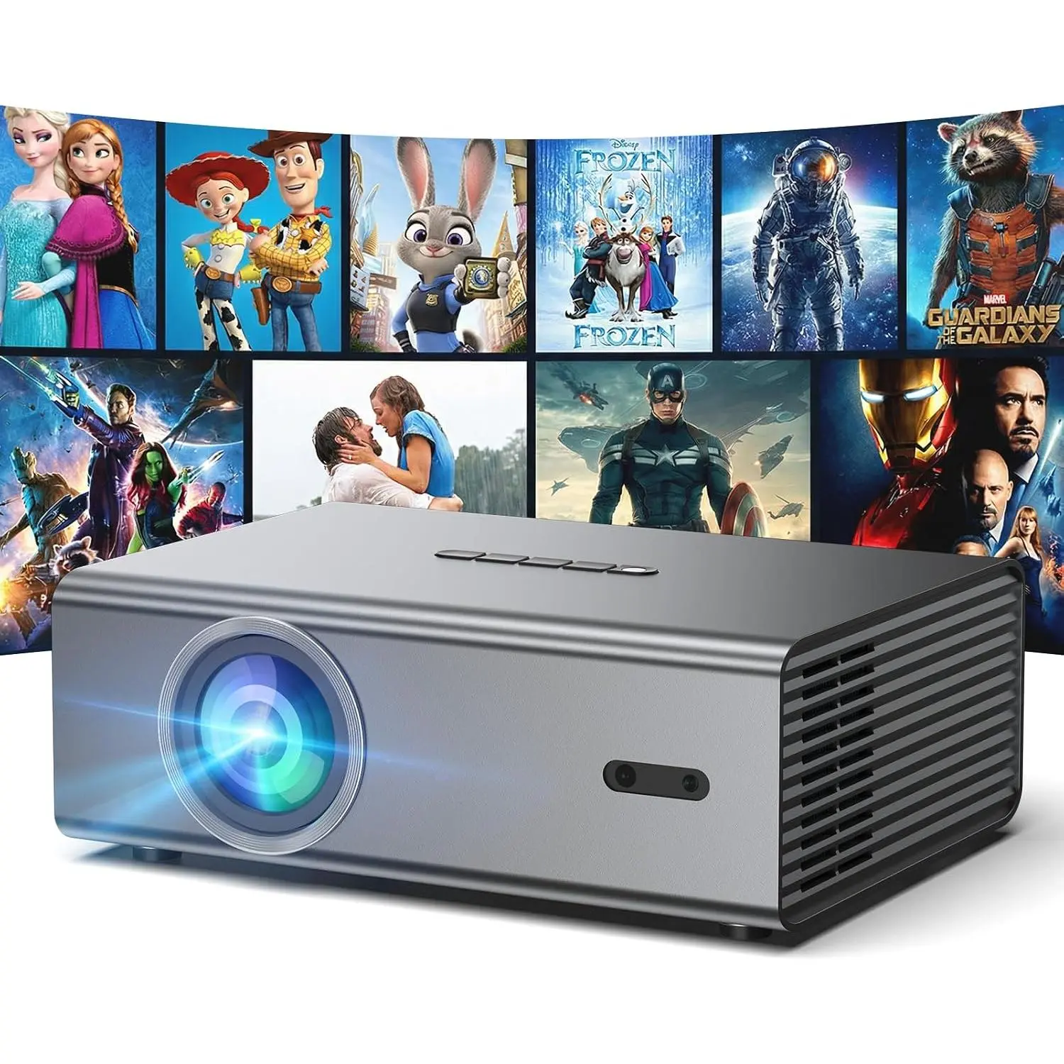 4K 1080P  Portable Mini Projector, Upgraded WiFi 6 &  5.3 Movie Projector, Auto  Correction, Gaming Movie Proyector Indoor/Outdoor Use ,Compatible with TV Stick/Phones/PC-Gray