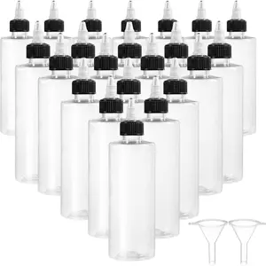 22Pack 8oz Clear Plastic Squeezing Bottles Oil Dispenser Dropper Applicator with Twist Top Cap Leak-Proof Inner Gasket for Crafts Art Glue Paint and More