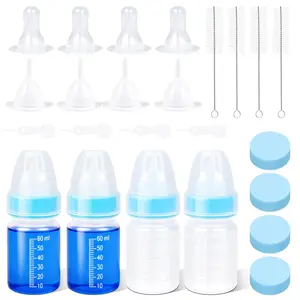 2oz Puppy Kitten Nursing Bottle Small Animal Feeding Kit with Nipples Hand Feeding Supplies for Puppies Kittens Rabbits Ferrets & Newborn Pets
