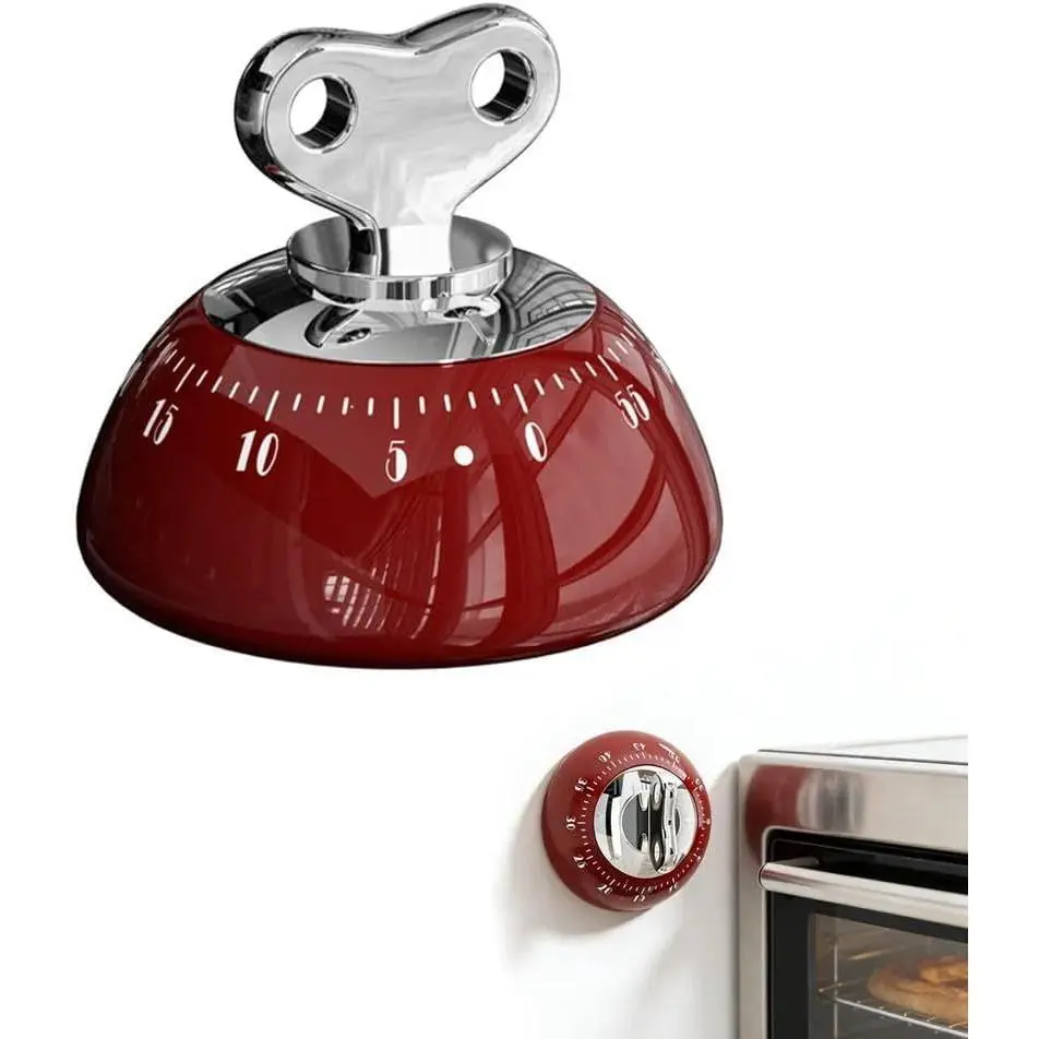 Retro Kitchen Timer Magnetic Mechanical 60 Minute Wind Up Timer No Batteries, Loud Alarm Timer for Cooking, Baking, Classroom, ABS Portable Kitchen Timer, Magnetic Mechanical Timing