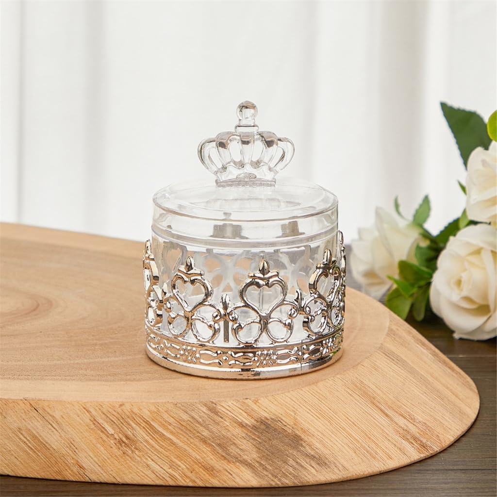 For Parties, Baby Showers, Weddings & Birthdays, Creative Candy Packing Solution, 24 Mini Crown Candy Boxes, Electroplated Gold & Silver Plastic, Effortlessly Create Royal Style Party, Party Candy Box Supplies