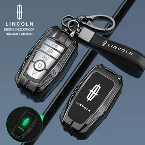 Mecha Texture Zinc Alloy Key Shell,For Lincoln Corsair Nautilus Aviator Navigator Z Full Wrapped Car Key Protector cubierta de control remoto accesorios para llavero Anti-Impact Anti-Scratch All-Round Coverage Remote Fob Protective Cover