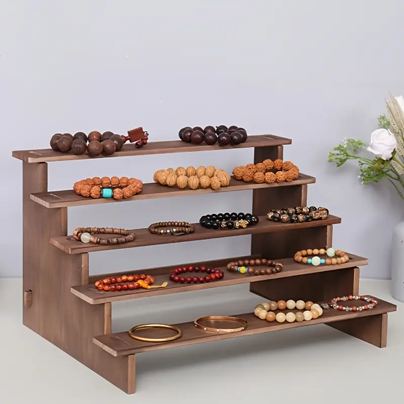 Retro wooden display stand, multi-functional desktop storage rack, suitable for jewelry, watches, perfumes and booth activities. Wooden cupcake stand, rustic wooden dessert table and jewelry display stand - suitable for parties, stores and households.