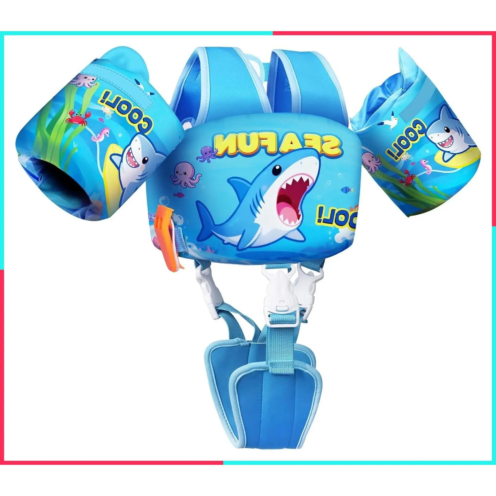 Toddler Swim Vest with Arm Floaties and Adjustable Straps, 13-30 & 22-66 lbs