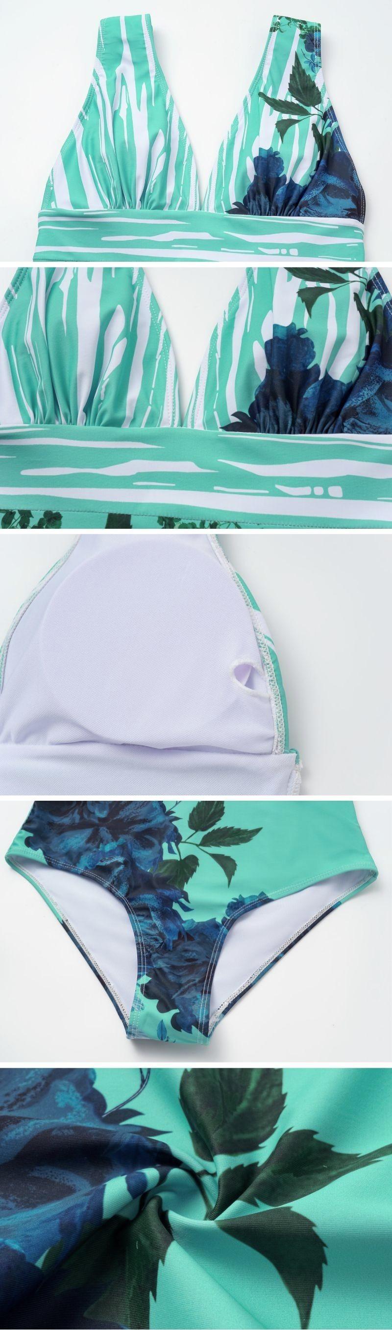 FLAXMAKER Women's V Neck Blossom Print One Piece Swimsuit and Matching Skirt Set Beachwear Swimdress Bathing Suit Beachdress Stylish Beachwear #TikTokShopBlackFriday