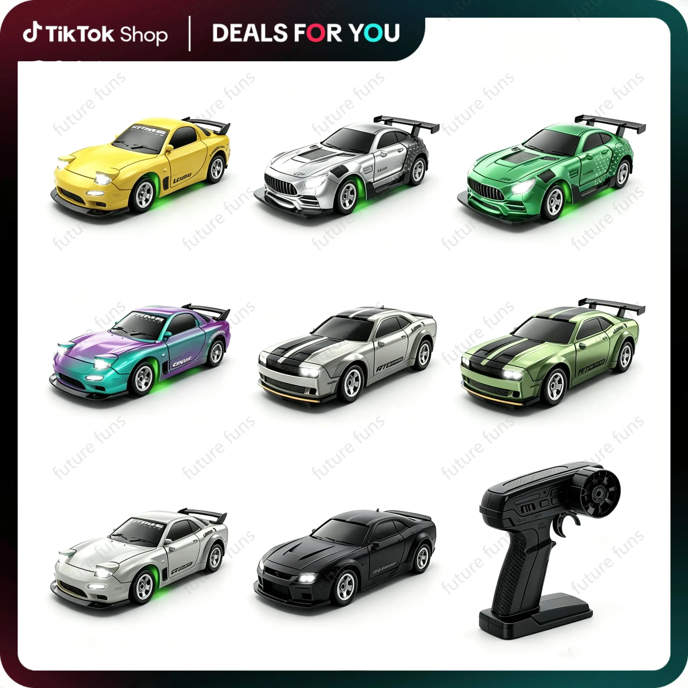 1/64 Alloy Mini Remote Control Drift Car Model Toy, 2.4g Wireless, Rechargeable, LED Lights, 4wd High-Speed Racing, USB Charging, Boys' Toy, Fast RC Car