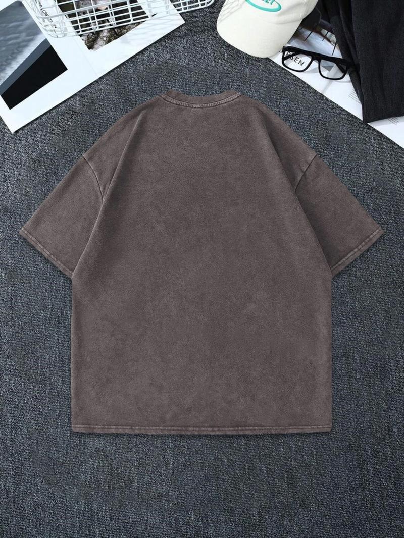 Men's Regular Fit Nose Print Round Neck Graphic Tee, Vintage Trendy Casual Short Sleeve T-shirt for Daily Wear, Men's Summer Outfit, Top