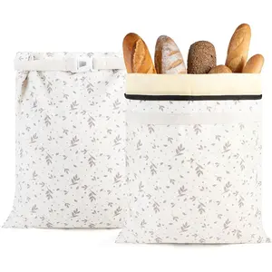 2-Pack Reusable Beeswax Bread Bags for Sourdough & Homemade Bread with Zipper, 16.5 x 13 inch bread bags for Food Storage