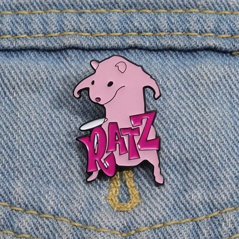 Cute Rat & Letters Design Brooch, Fashion Alloy Pink Brooches for Daily Use, Enamel Brooch Suitable for Backpacks, Jeans, Scarves, Hats Decoration Fixed Buckle, Casual Alloy Brooches for Men & Women, Brooch Pins, Fashion Accessory, Men Accessories