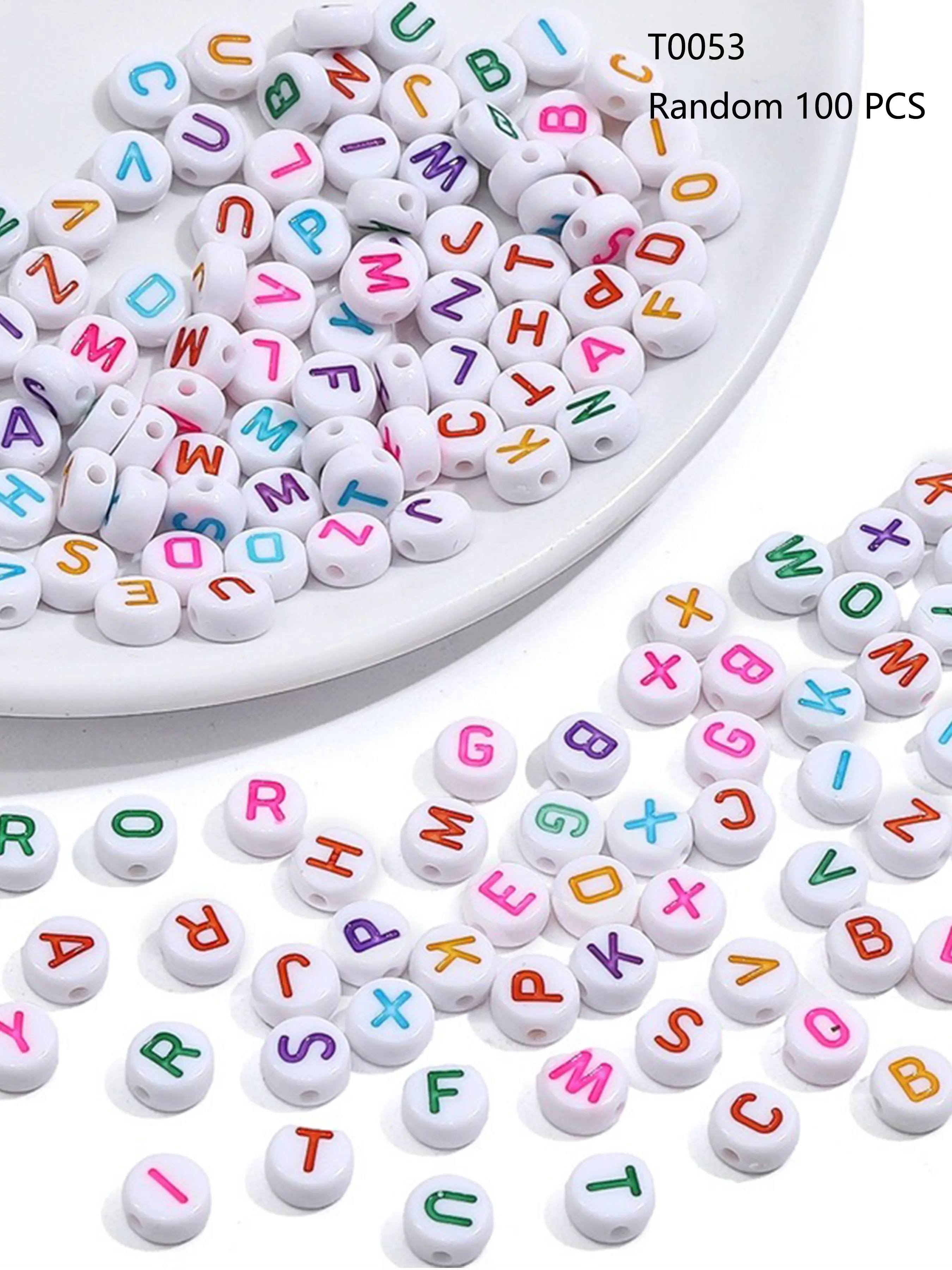 100pcs Acrylic White Base Color Letter Beads – 4mm*7mm 26 Alphabet Flat Round Loose Beads DIY Jewelry Accessories for DIY Bracelets, Earrings, Necklaces & Phone Charms, Creative Handmade Gifts for Women & Girls