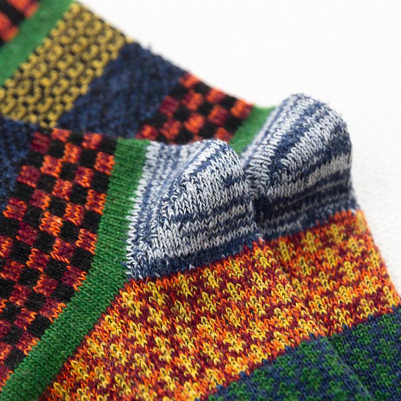 5 Pairs Winter Men's Socks Thicken Wool Socks Warm Men Retro Style Colorful Fashion Man Socks For Snow Boots EU Size 38-44