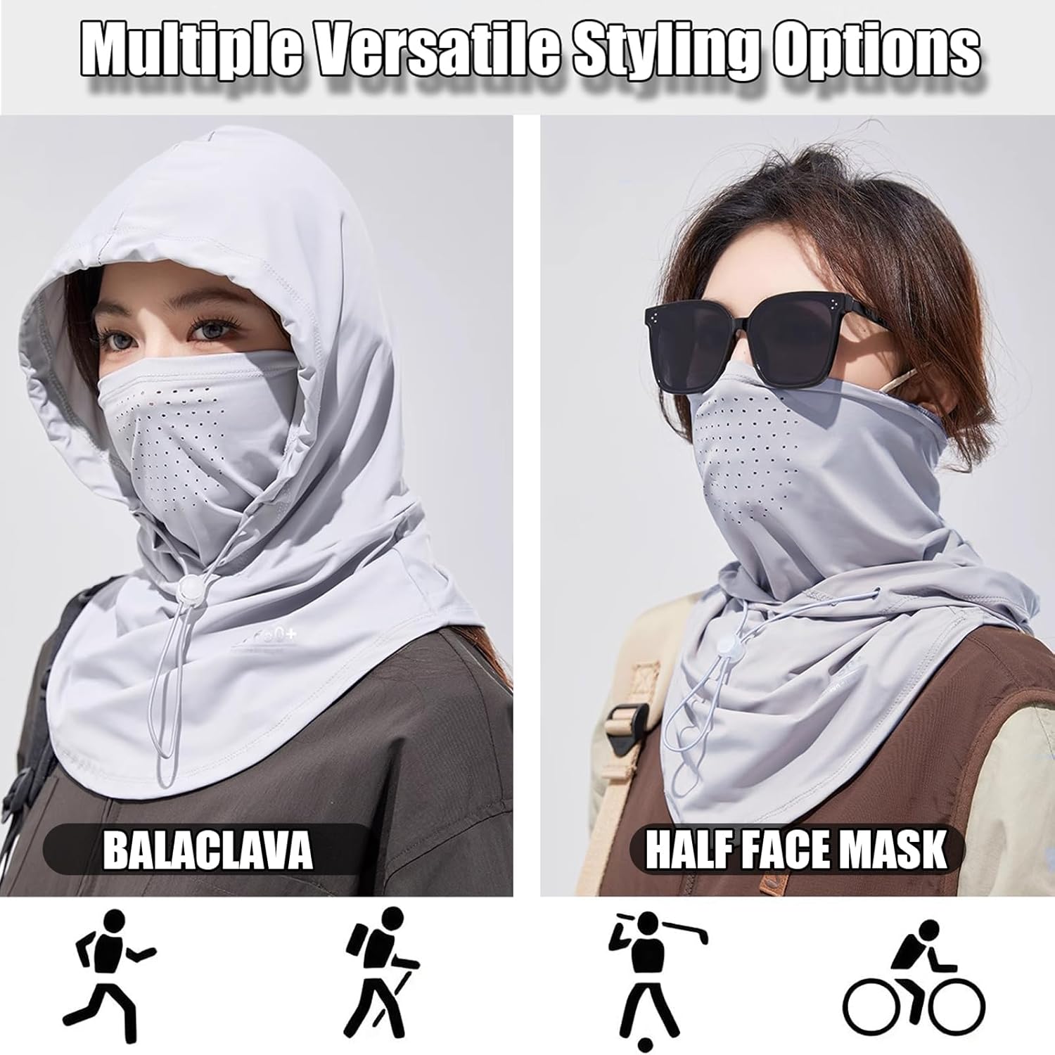 3 Packs Cooling Summer Balaclava Face Mask for Men Women, Breathable Holes UV Protection Sun Face Shield, Dustproof Full Head Mask for Fishing Motorcycle Cycling Hiking, Adjustable Outdoor Sports Gear.