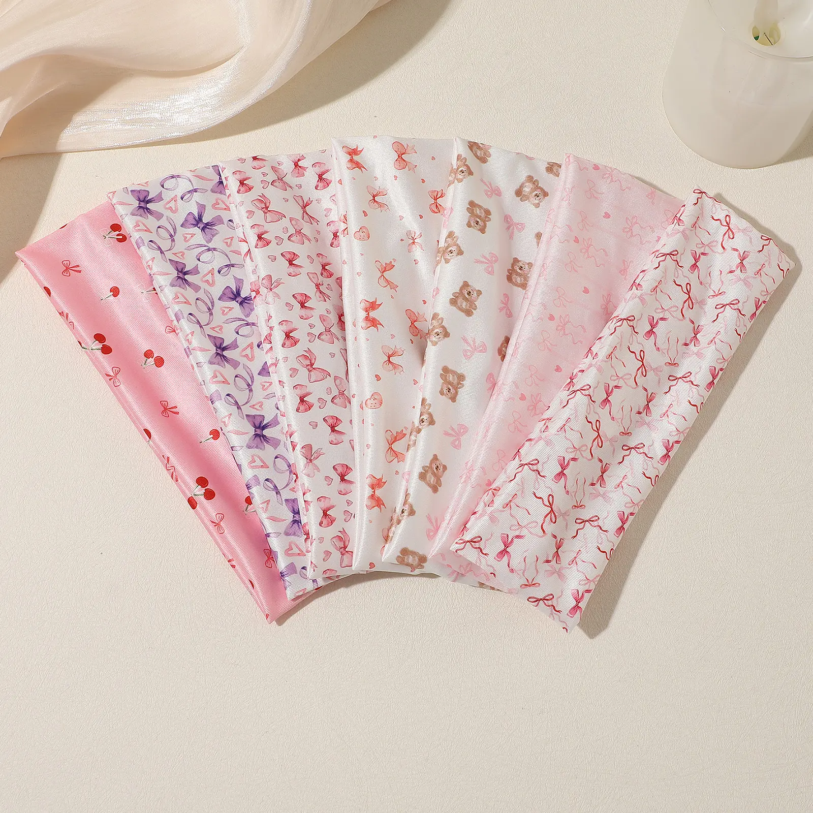 Cute Cartoon Bear Bow Elastic Fabric Headbands for Women Sports Daily Fashion Hair Accessories, Bow Shape, Female Headband