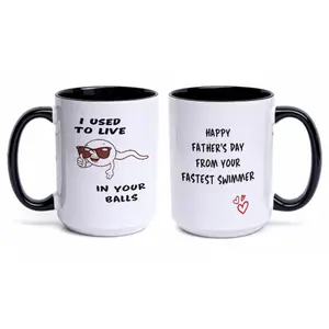Funny Father's Day Coffee Mug, "I Used to Live in Your Balls" Humorous Mug, Sarcastic Dad Joke Cup, Novelty Gift for Dad, Father's Day Present, Funny Family Humor Mug , Father Birthday Gift