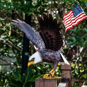Metal Bald Eagle Large Outdoor Statues Garden Decor Sculptures Statues Outdoor Majestic America Eagle Bird Decor for Patio Yard and Lawn, 17-Inch Wide, Man Gift