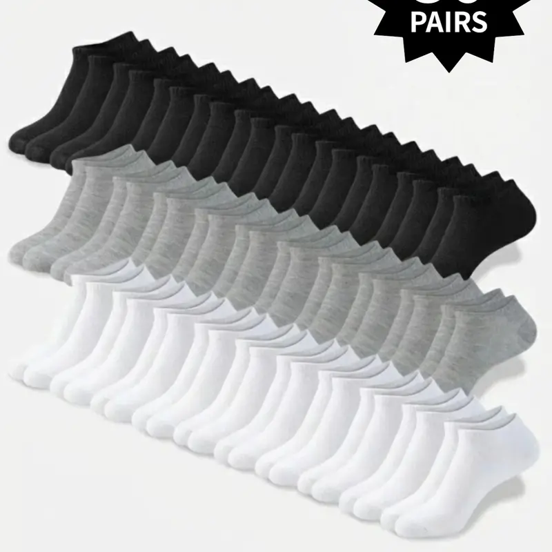 40/30/15 Double-Pack Solid-Color Men's Short Socks Comfort Breathable Socks for Everyday Wear Men's Socks, Men's Sock Sets, Multi-Pair Sock Packs Breathable Fabric Socks, Soft Breathable Socks, White Socks, Socks Pairs, Breathable Plain Socks