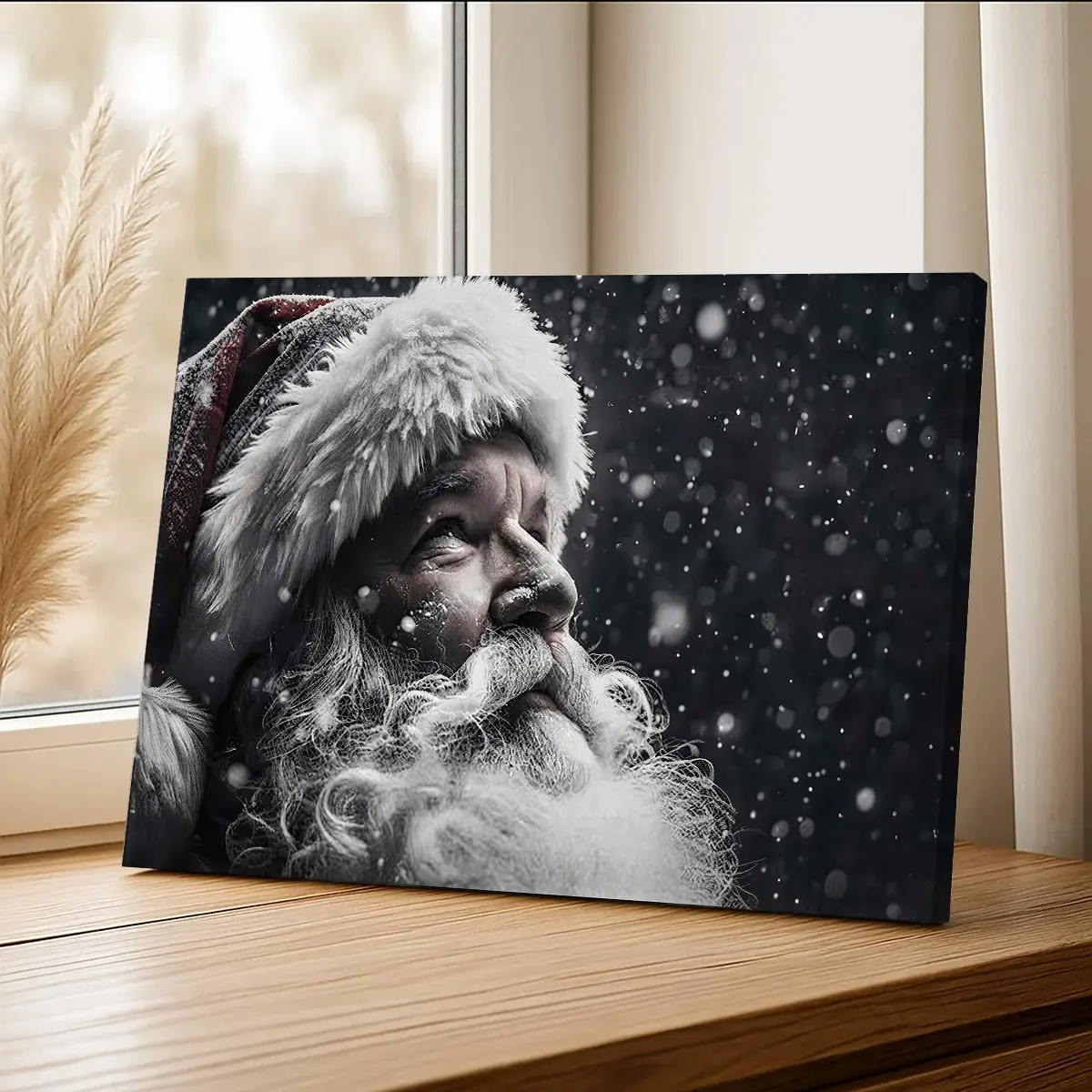 1 Count Vintage Santa Claus Canvas Wall Art, Rustic Winter Christmas Holiday Decor, Professional Gallery Wrapped Stretched Canvas Painting, Ready to Hang Festive Art for Living Room and Bedroom (Internal Wood Frame Included)