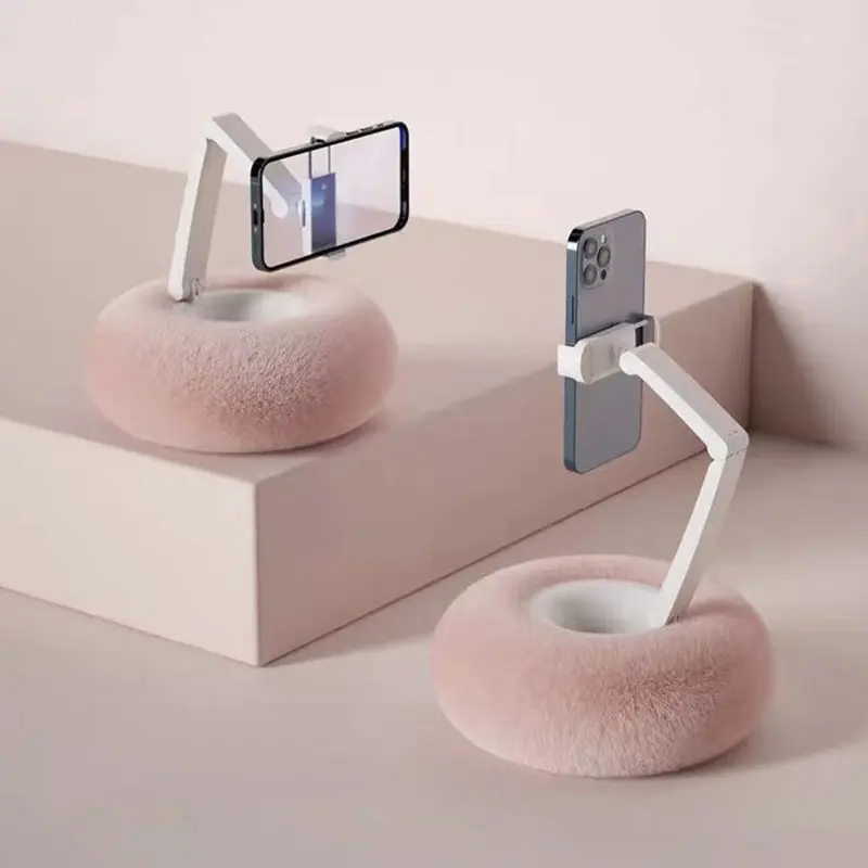 Plush Pillow Stand with Snack Bowl, Multi-Angle Adjustable Bed Reading Cushion, Tablet Stand Pillow, Adjustable Phone Holder for Bedside