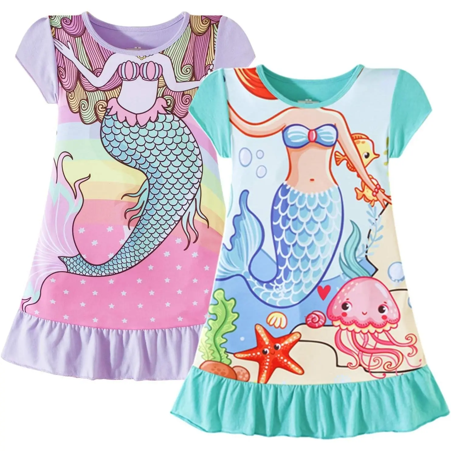 Girls' Princess Nightgown Pajamas Sleepwear Dress for Kids 3-10 YearsGift