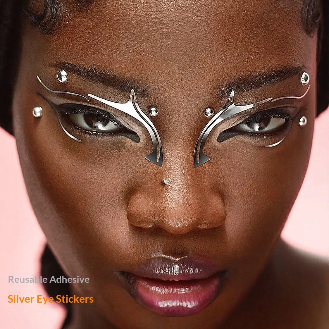 Creative Eyeshadow Stickers Futuristic Metallic Silver Color Face Lace Eye Patch Hollow Makeup Artist Eyeshadow Sticker