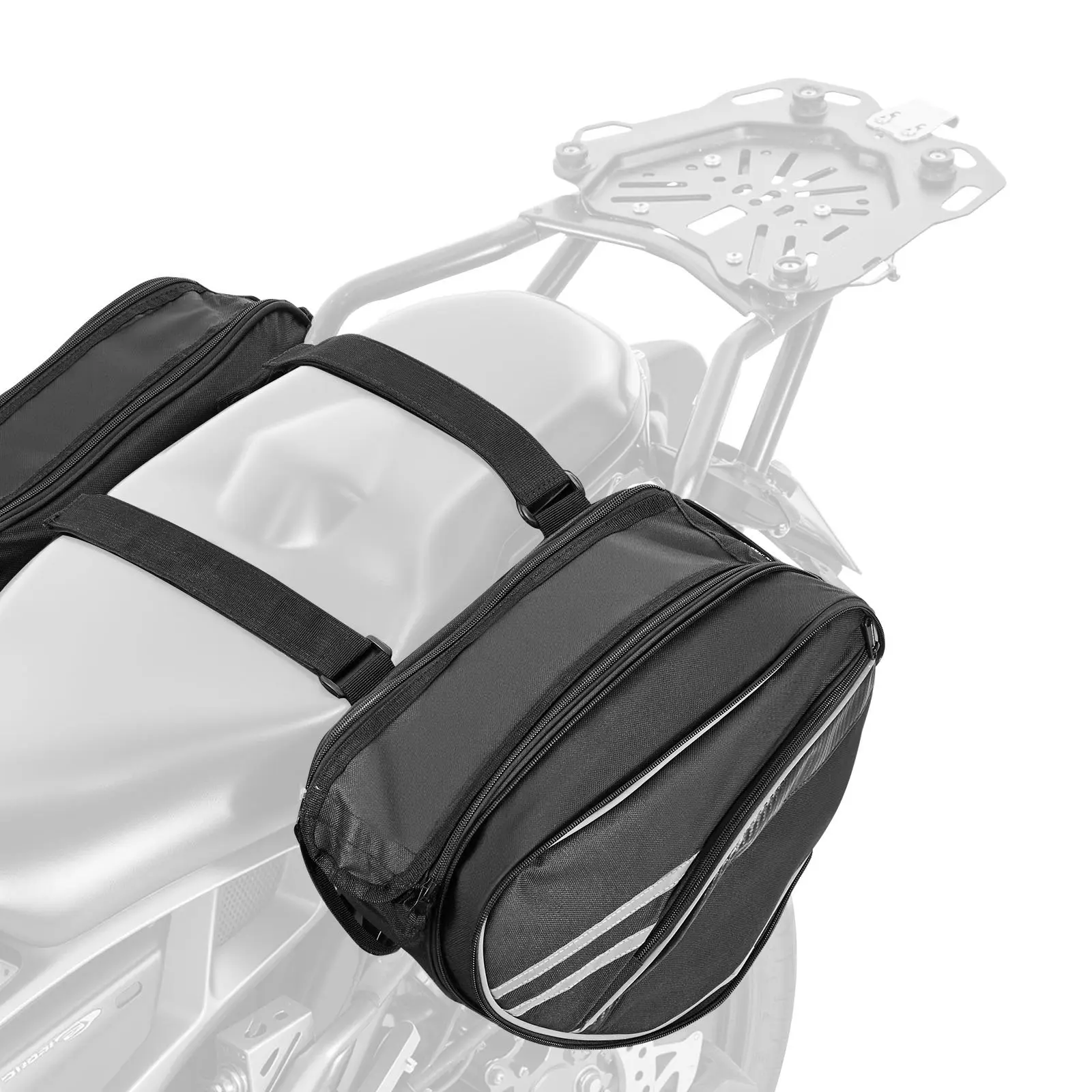 VEVOR Motorcycle Saddlebag, 30 L (15 Lx 2) Large Capacity Side Saddle Bag with Waterproof Rain Cover and Straps, Compatible with Most Motorcycles, Outdoor Sports Motorbike Luggage Storage Bag, Black